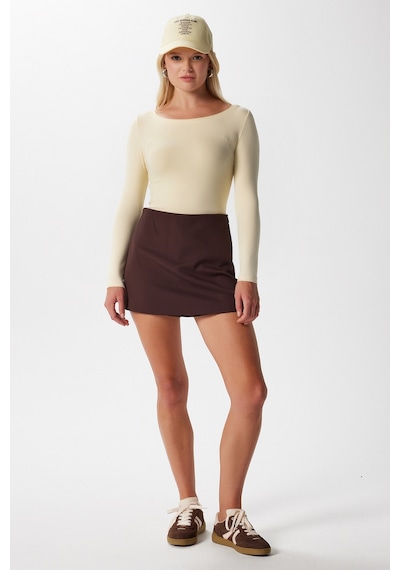 Ritnice Kayık Yaka Need Uzun Kollu Tereyağı Sarısı Soft Top / Bluz Tereyağı Sarısı