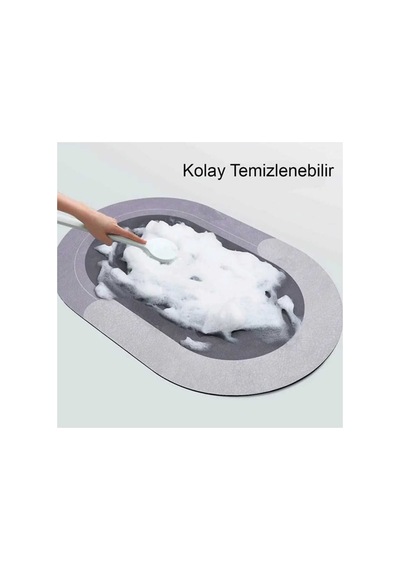 Buççin Online Mağaza Su Emici Paspas Şık Tasarım Abdest Paspası Kaymaz Taban 40 60 Cm Oval Paspas Kauçuk Orta 6 - 12 Mm Çok Renkli