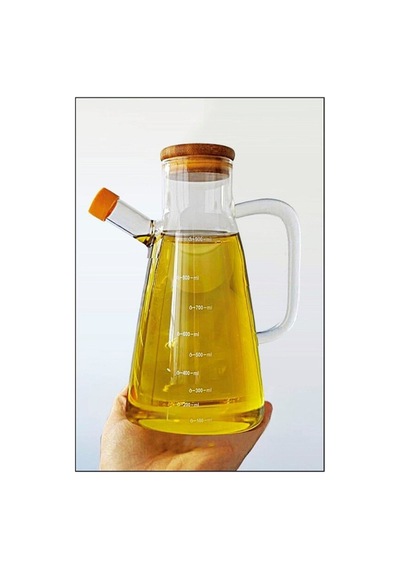 2 Adet 900ml Bambu Kapaklı Vakumlu Borosilikat Yağdanlık 900+900 Ml Şeffaf Şeffaf