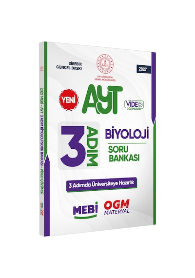 2027 Ayt Mebi-ogm 3 Adım Biyoloji Soru Bankası Renkli A4 Boyut Video Çözümlü Baskı Ücreti