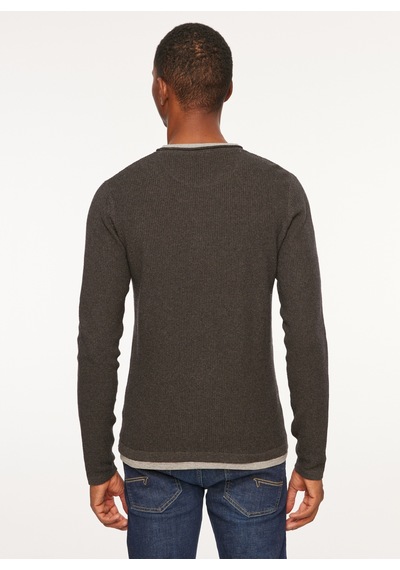 Fred Mello Bisiklet Yaka Slim Fit Antrasit Melanj Erkek Kazak Fm23w07mg
