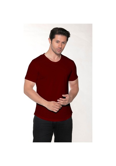 Black Horn Erkek Geniş Yaka %100 Pamuk Salaş T-shirt Bordo