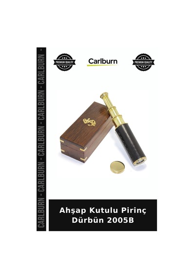 Özel Üretim Dekoratif Koleksiyon Hediyelik Antika Görünümlü Ahşap Kutulu Pirinç Dürbün 2005b