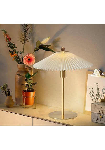 Exlusive Collection Krem Şapka Tasarım Madame Fico Abajur Eskitme Gold Sarı Gold