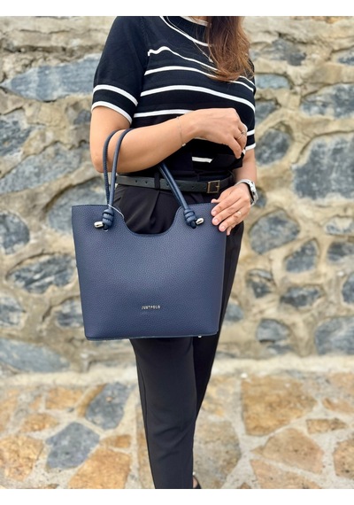 Just Polo Kadın Yeni Sezon Yumuşak Deri Lüks El Çantası Shopper Lacivert