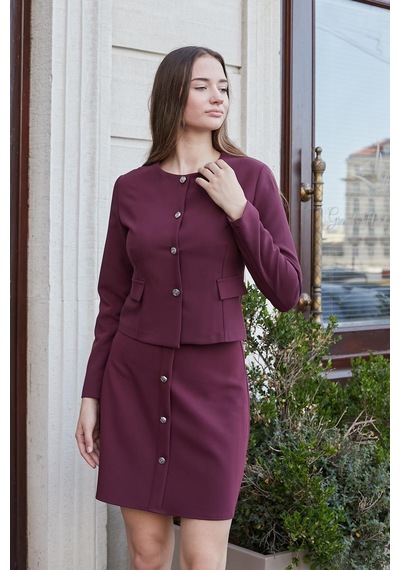 Kadın Hafif Esnek Kumaş Geniş Sıfır Yaka Cep Kapaklı Uzun Kol Dar Kesim Hafif Kısa Blazer Ceket-bordo Bordo Kadın Hafif Esnek Kumaş Geniş Sıfır Yaka Cep Kapaklı Uzun Kol Dar Kesim Hafif Kısa Blazer Ceket-bordo Bordo