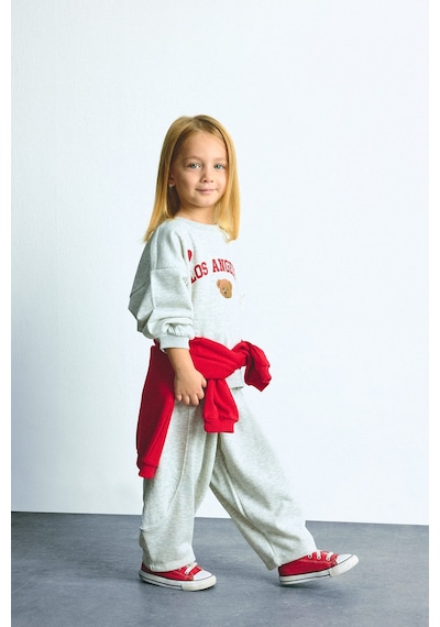 Defacto Regular Fit Beli Lastikli Kalın Kumaş Eşofman Altı Kız Bebek I0692a526augr421 Gri-gr421