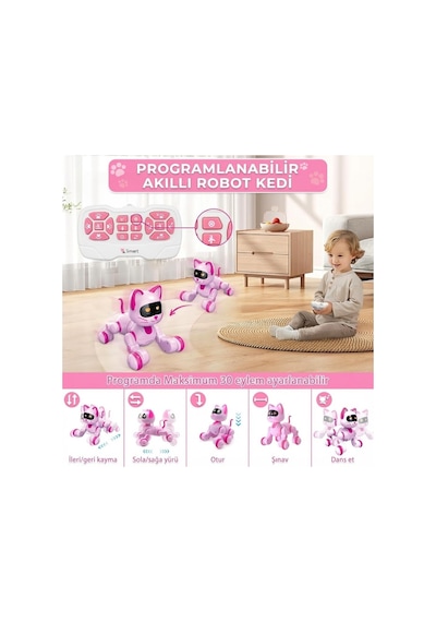 Akıllı Robot Kedi - Uzaktan Kumandalı, Dokunmatik, Programlanabilir, Dans Eden Eğitici Oyuncak Çok Renkli