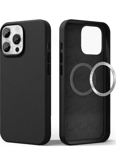 Smcase Apple Uyumlu iPhone 14 Pro Kılıf Alphines Wiriless Destekli Suni Deri