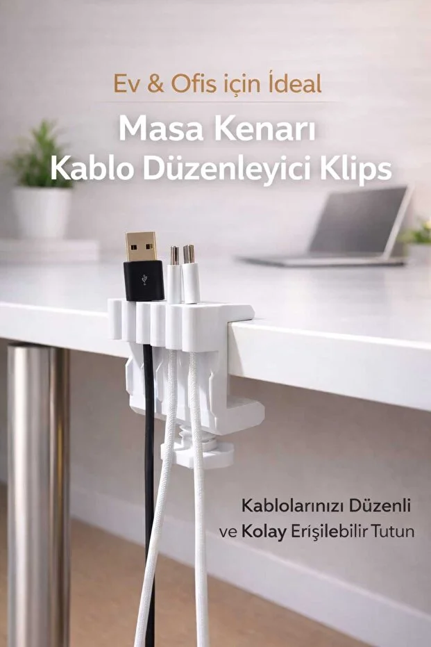 Masa Kenarı Kablo Tutucu 5 Li Kablo Düzenleyici Şarj Kablosu Sabitleyici, Mini Masa Düzenleyici