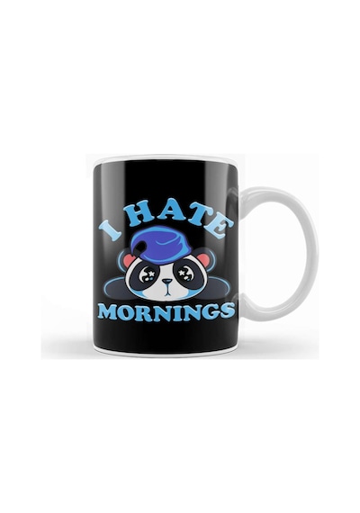 Cute & Funny I Hate Mornings Lazy Sleepy Panda Kupa Bardak Porselen No6308 Karışık