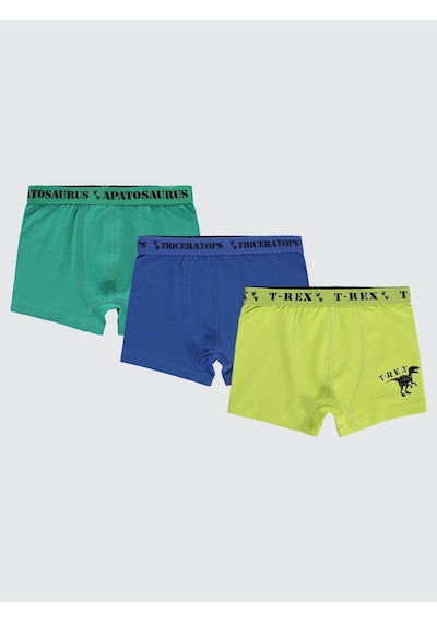 Civil Boys Erkek Çocuk 3'lü Boxer Set 2-10 Yaş Yeşil