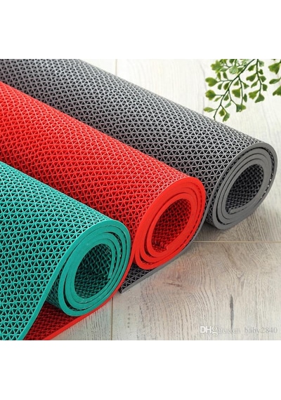 Clourmat Kırmızı Kaydırmaz Petek Paspas kırmızı 120cmx300cm