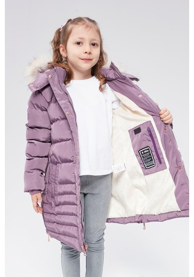 Benitto Kids Benittokids Kız Çocuk Natürel Kürklü Kaban 51301-Mor