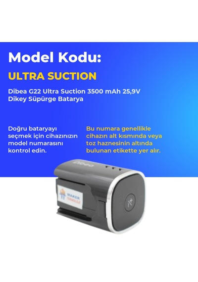 Dibea G22 Ultra Suction 3500 Mah 25,9v Dikey Süpürge Batarya