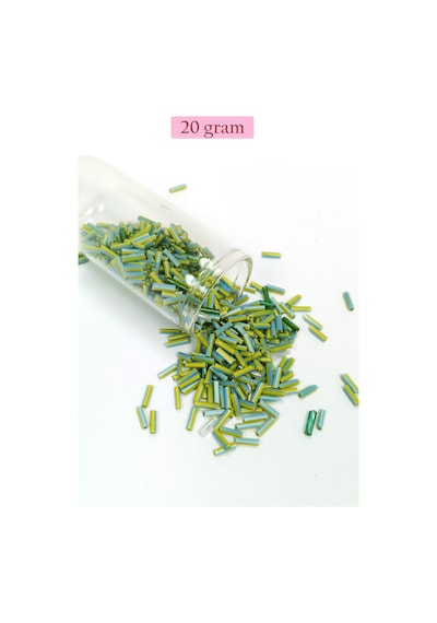 Uzun Boru Kesme Boncuk Çap 2mm Uzunluk 10 Mm - 20 Gram - Yeşil Mavi - Bnc250