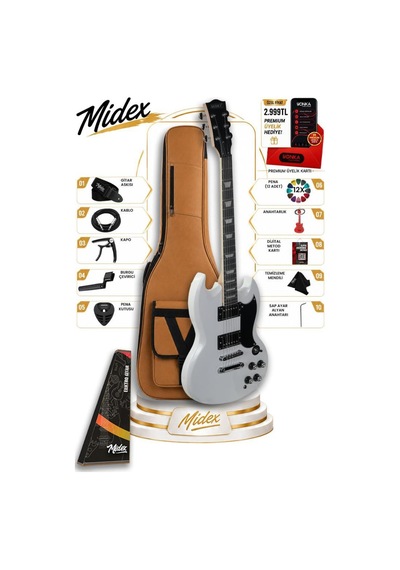 Midex Sg-special-wh Profesyonel Sg Kasa Hh Elektro Gitar Seti Beyaz
