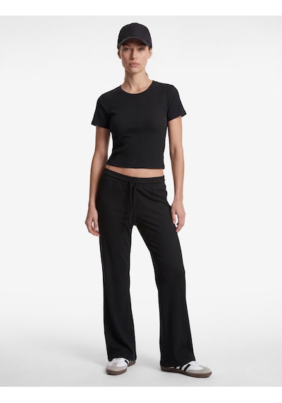 Koton Slim Fit Kısa Kollu Bisiklet Yaka Crop Spor Tişört Siyah 6sak10040nk