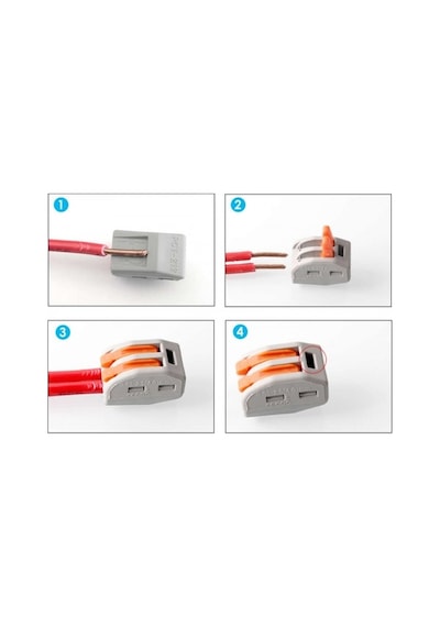 10x Spring Lever 2 Pin Yaylı Klemens Konnektör Terminal Blok Bağlantı Soketi