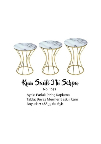 Brc Kum Saati Zigon Beyaz Mermer Desen Metal Çelik Gold Renk Kapl