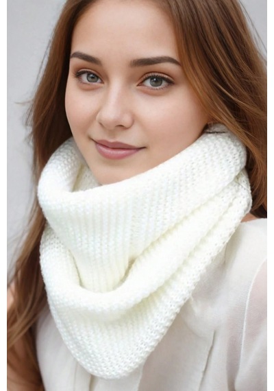 Moibody %100 Akrilik Premium Yumuşak Neck Warmer Ekru Boyunluk Ekru Ekru