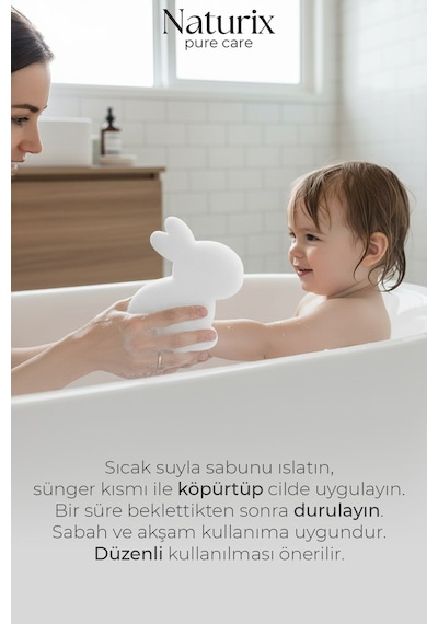 Çilekli Milkshake Kokulu Tavşan Görünümlü Süngerli Çocuk Sabunu 130 Gr Çilek