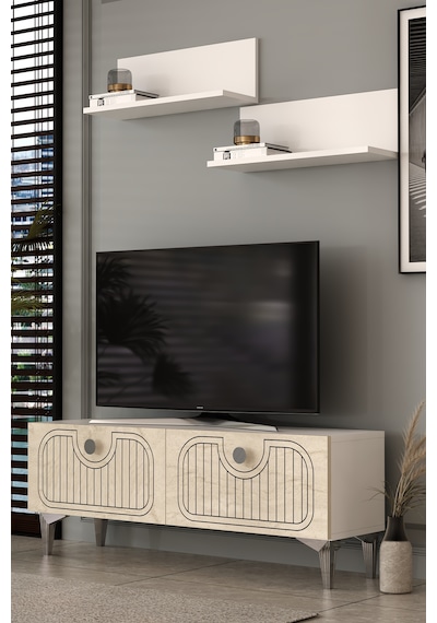 120dhdtür3ba 120 Cm Hera Lazer Desenli Raflı Tv Sehpası,ünitesi Beyaz - Traverten - Gümüş 120dhdtür3ba 120 Cm Hera Lazer Desenli Raflı Tv Sehpası,ünitesi Beyaz - Traverten - Gümüş
