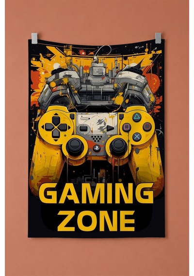 Gaming Zone Duvar Örtüsü, Oyuncu Odası Dekoru, Gamer Baskılı Kumaş Duvar Halısı Beyaz