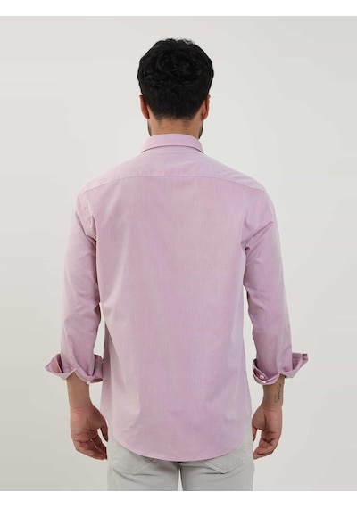 Dufy Bordo Erkek Regular Fit Düz Brent Düğmeli Yaka Uzun Kol Gömlek - 102224-bordo Bordo