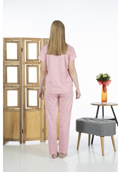 Estiva 24109 Kadın Kalp Desenli Kısa Kollu Yazlık Viskon Pijama Takımı 001 Estiva 24109 Kadın Kalp Desenli Kısa Kollu Yazlık Viskon Pijama Takımı 001