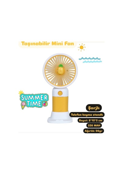 Taşınabilir Fan Soğutucu Mini Vantilatör Klima Güçlü Serinletici Şarjlı Masa Üstü Sessiz Standlı - S