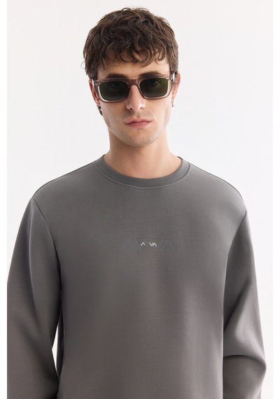 Avva Erkek Antrasit Bisiklet Yaka Pamuklu Kolay Ütülenen Bi-stretch Regular Fit Sweatshirt A61y1205