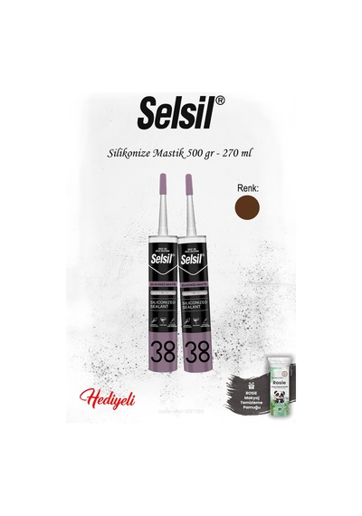 Selsil Kahverengi Silikonize Mastik 500 Gr - 2 Adet Ve Rosie
