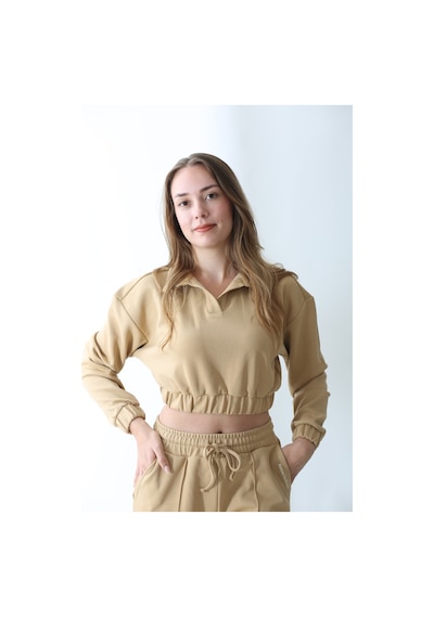 Nature The Brand Kahverengi Basic Sweatshirt Kadın - %100 Pamuklu Oversize Rahat Kalıp Sütlü Kahve
