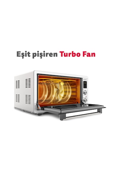 Simfer 7033 İnox Gri 70 LT Turbo Fan Mini / Midi Fırın - Multi Fonksiyon, Yoğurt Yapma, Buz Çözme & Çift Cam