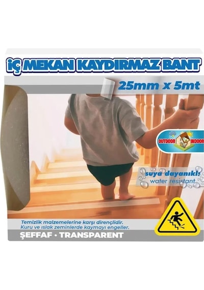 İç Mekan Zemin İçin Kaydırmaz Bant Şeffaf 25mm X 5mt