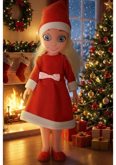 Toyx Noel Anne Oyuncak Et Bebek 45 cm – Yılbaşı Kıyafetli Bebek 3+ Yaş