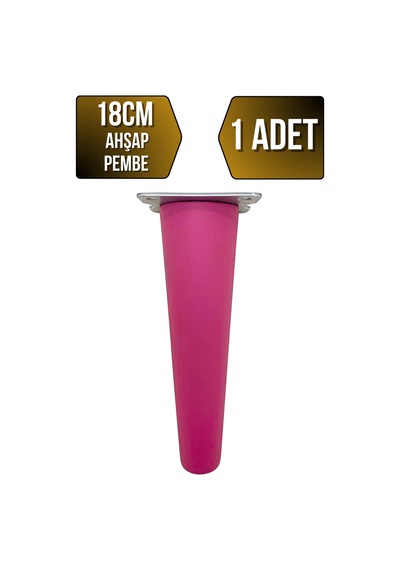 Düz Torna Ahşap Ayak Mobilya Masa Ve Dolap Ayağı Pembe 18cm Kayın / Gürgen 1 Adet