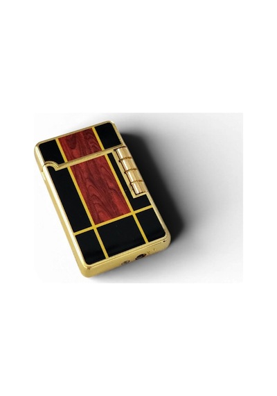 Premium Gold Detaylı Ahşap Desenli Lüks Metal Çakmak - Koleksiyonluk Tasarım