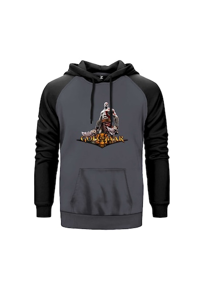God Of War Kratos Siluet Logo Gri Renk Reglan Kol Sweatshirt Gri