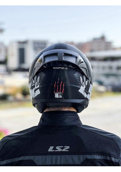 LS2 Rapid 2 Clawn Race Mat Siyah- Gri - Kırmızı Kask