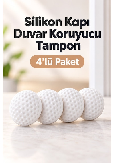 Kapı Arkası Silikon Duvar Koruyucu Tampon Çarpma Önleyici Beyaz 4 Adet