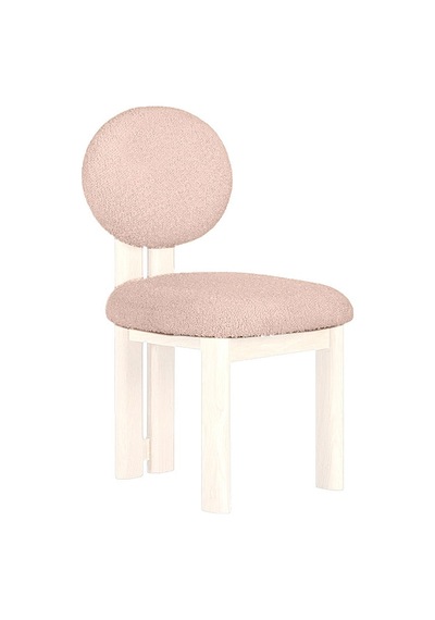 Coco İskandinav Teddy Natural Ahşap Bohem Sandalye Beyaz - Krem