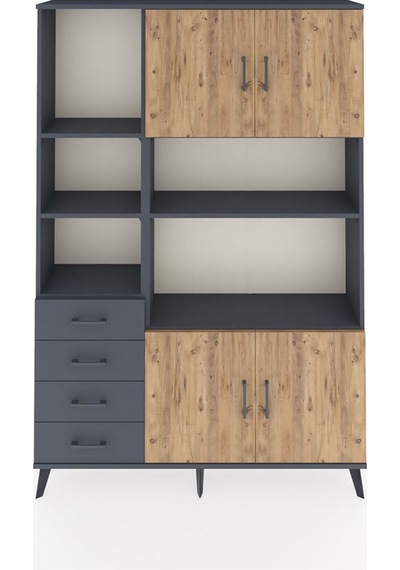 Arges Dolap 8 Raflı 4 Çekmeceli 4 Kapaklı 132x30x195 Antrasit-çam/antrasit Atlas Çam/antrasıt Arges Dolap 8 Raflı 4 Çekmeceli 4 Kapaklı 132x30x195 Antrasit-çam/antrasit Atlas Çam/antrasıt