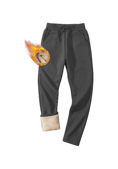 Ghassy Co. Ghassy Co. Erkek Ultra Termal Kışlık Sherpa Astarlı Aktif Koşu Normal Paça Jogger Eşofman Altı Koyu Gri