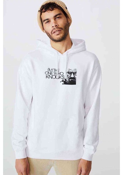 I Am One Breaking Bad Who Baskılı Beyaz Erkek Örme Kapşonlu Sweat