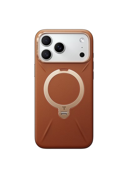 Torras Apple iPhone Uyumlu 17 Pro O Stand Spin Vegskin Serisi Magsafe Kılıf Kahverengi