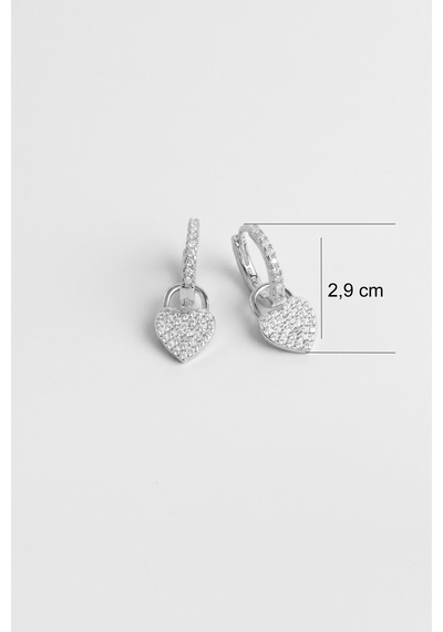 Love 18 Ayar Beyaz Altın Kaplama Gümüş Küpe 56928557