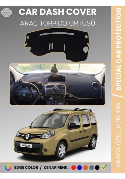 Renault Kangoo 2009-2019 Torpido Örtüsü Ön Göğüs Koruma Torpido Koruma Araca Özel Tam Uyum Kaymaz - 421 Stiloto