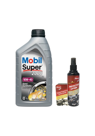 Mobil Super 2000 X1 10W-40 Motor Yağı 1 L + Gojo Torpido Süngeri + Gojo Torpido Sütü